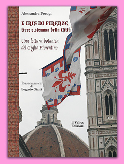 libro sul Giglio di Firenze: copertina con foto di una bandiera con il Giglio di Firenze lanciata dagli sbandieratori davanti alla Cupola